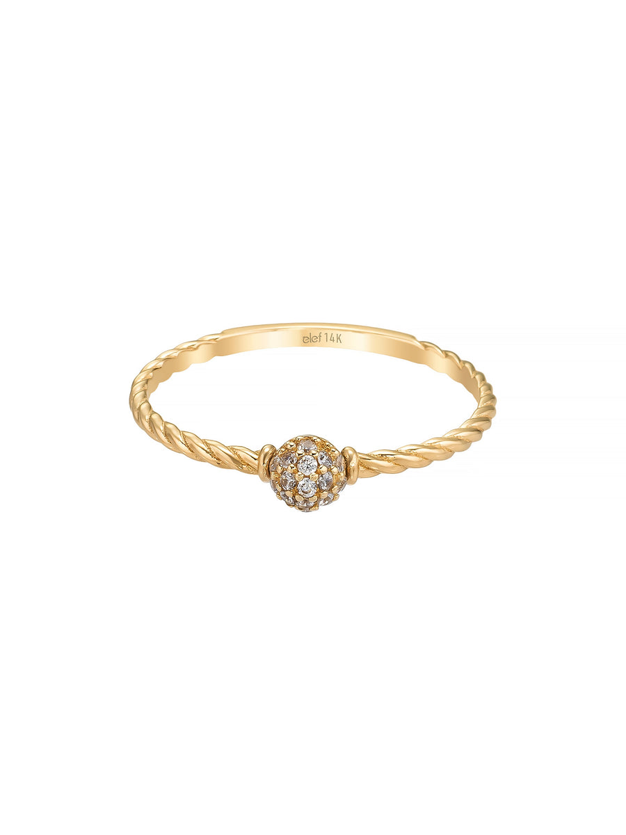 Flower Motif Twisted Body Ring in 14K Gold