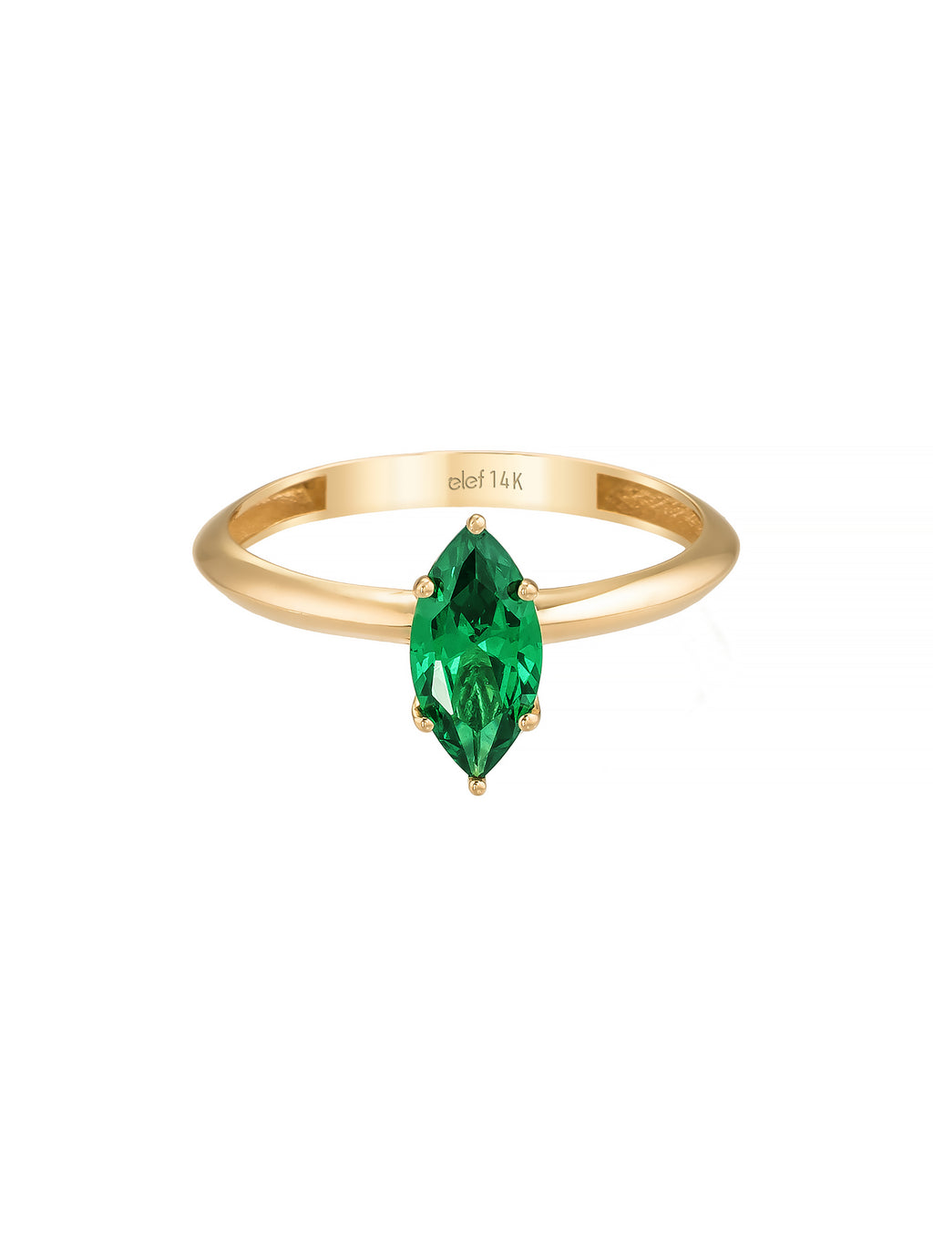 Drop Stone Cut Green Stone Minimal Ring in 14K Gold