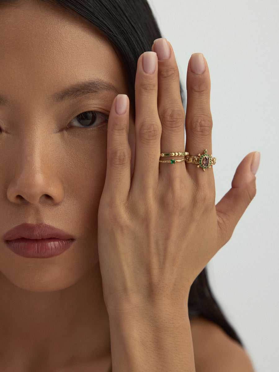 Baguette Stone Modern Row Ring in 14K Gold