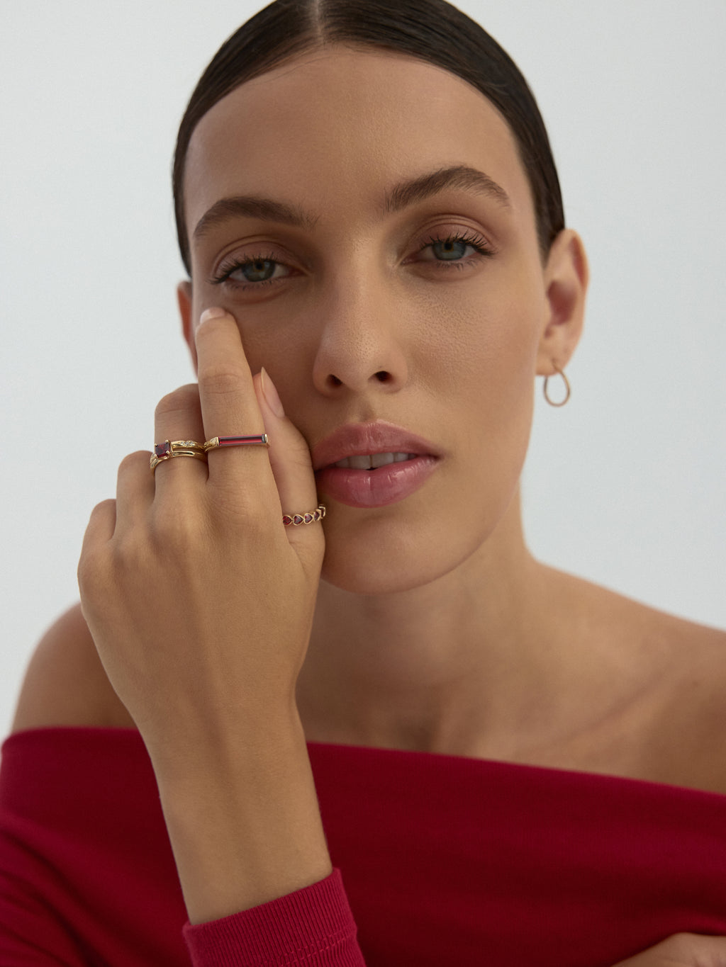 Heart Cut Ruby-Inspired Stone Romantic Ring in 14K Gold