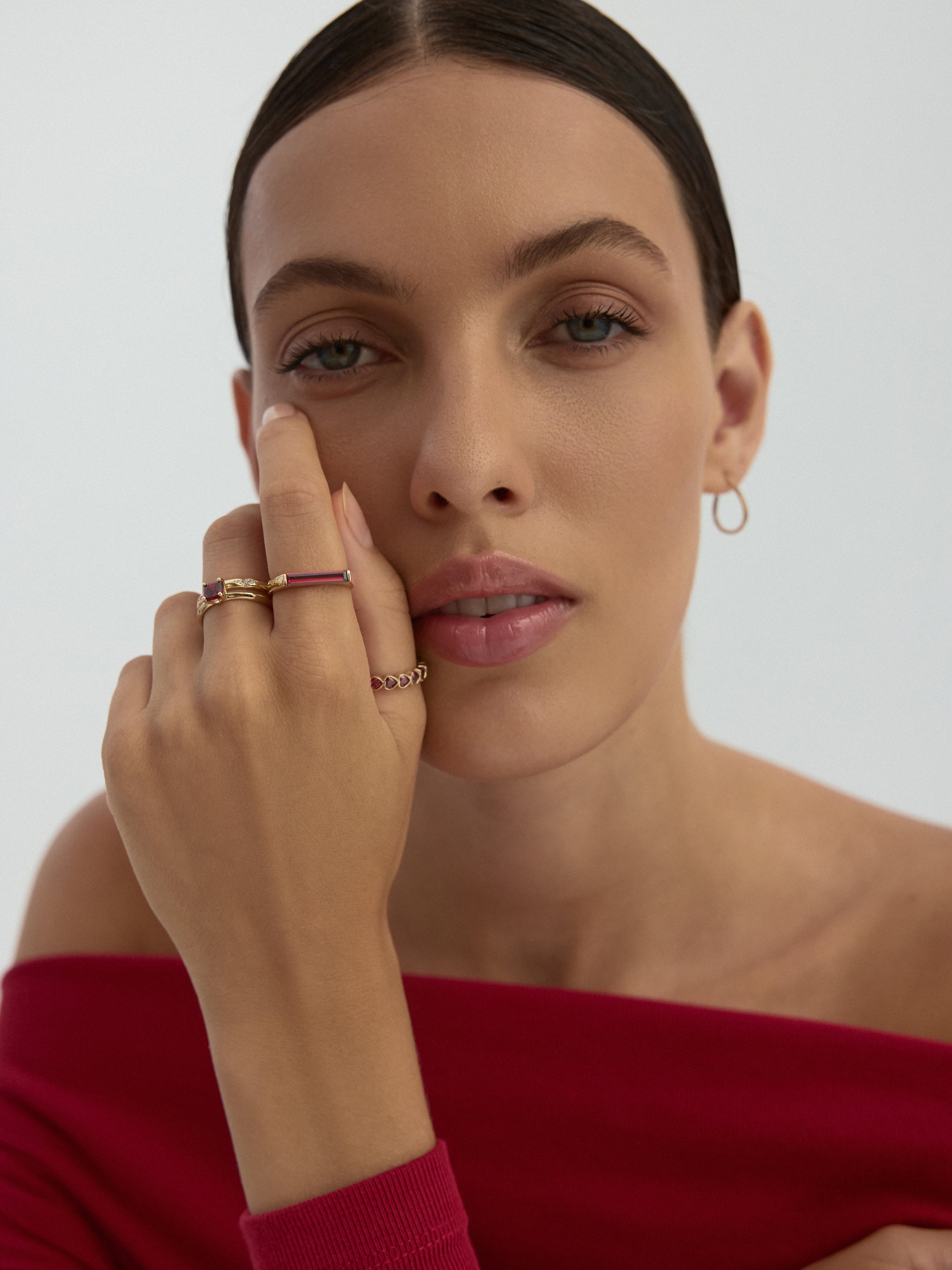 Heart Cut Ruby-Inspired Stone Romantic Ring in 14K Gold