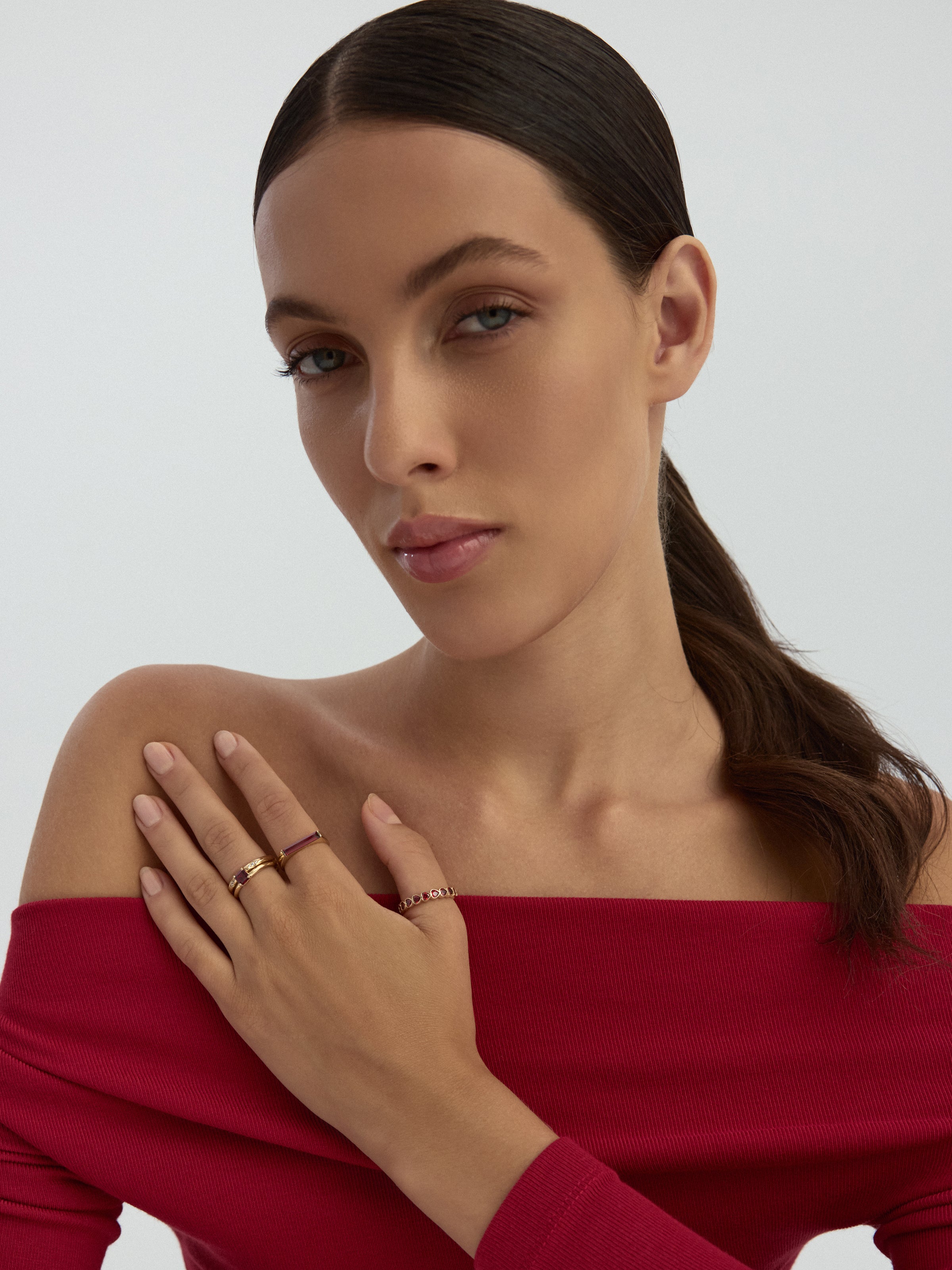 Heart Cut Ruby-Inspired Stone Romantic Ring in 14K Gold