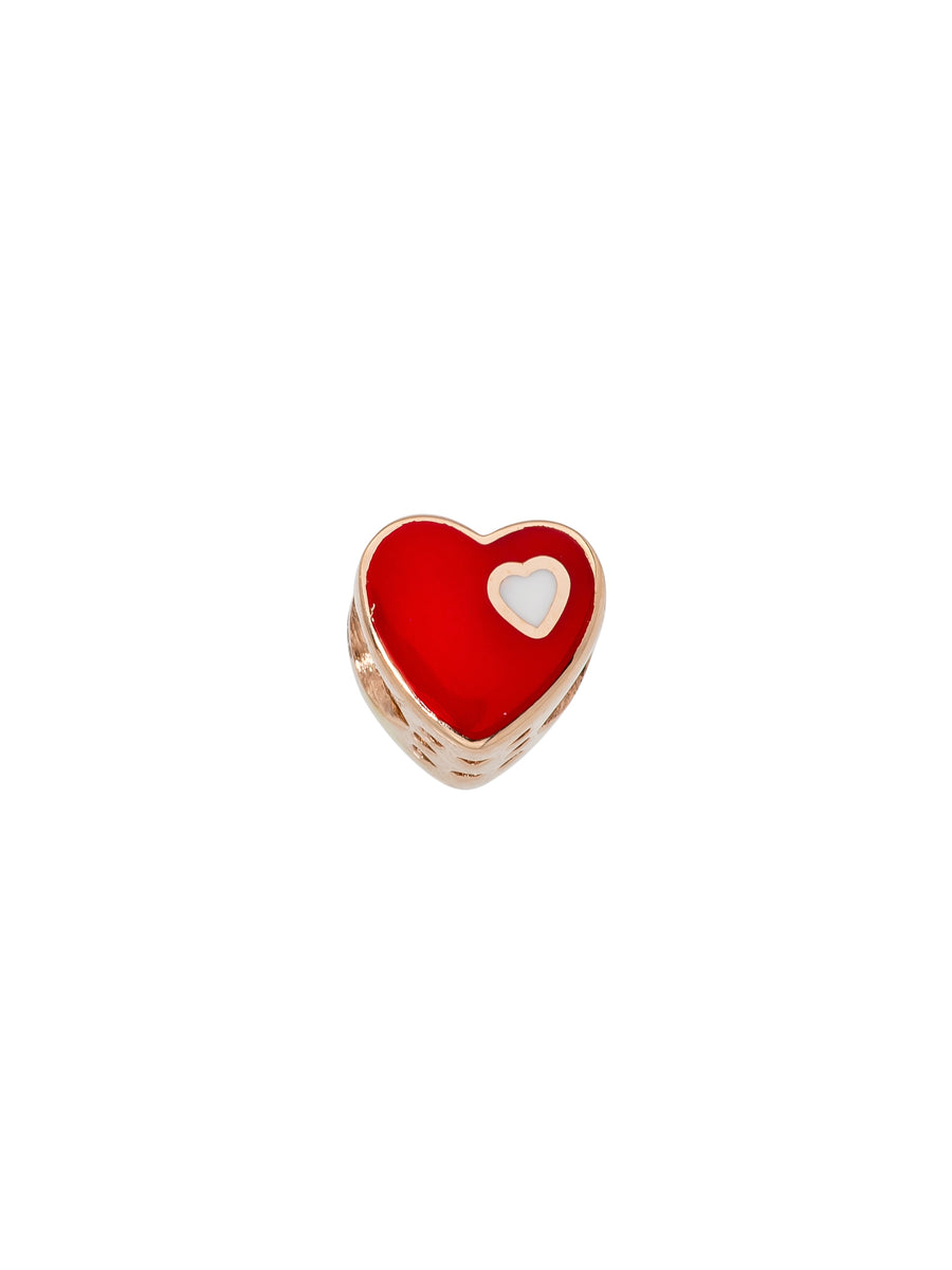 Red Enamel Heart Charm in 14K Gold