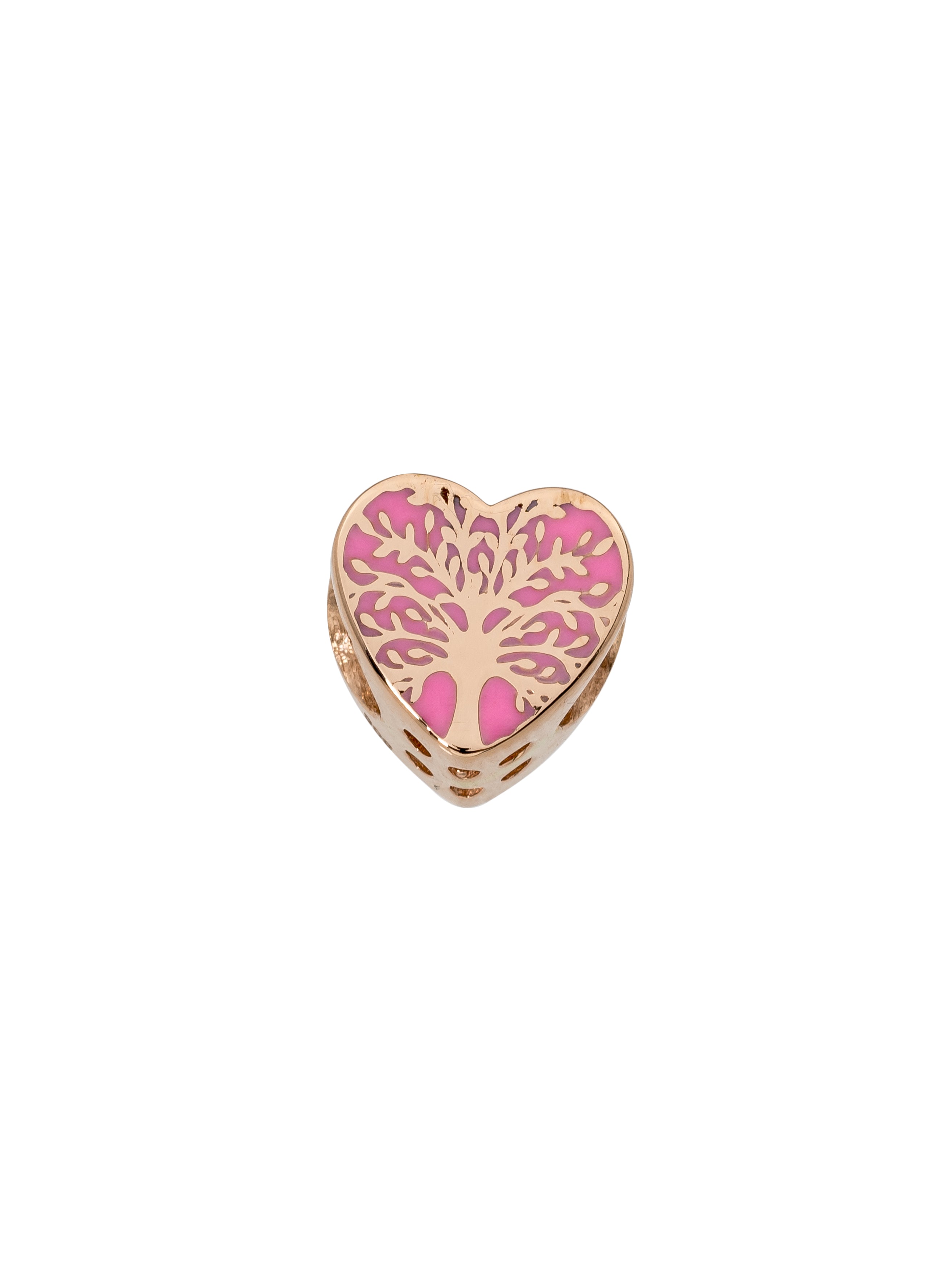 Pink Enamel Tree Of Life Charm in 14K Gold
