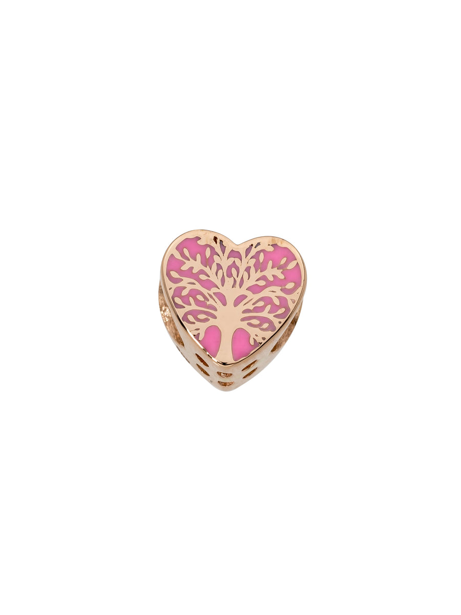 Pink Enamel Tree Of Life Charm in 14K Gold