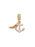 Anchor & Feather Enamel Charm in 14K Gold