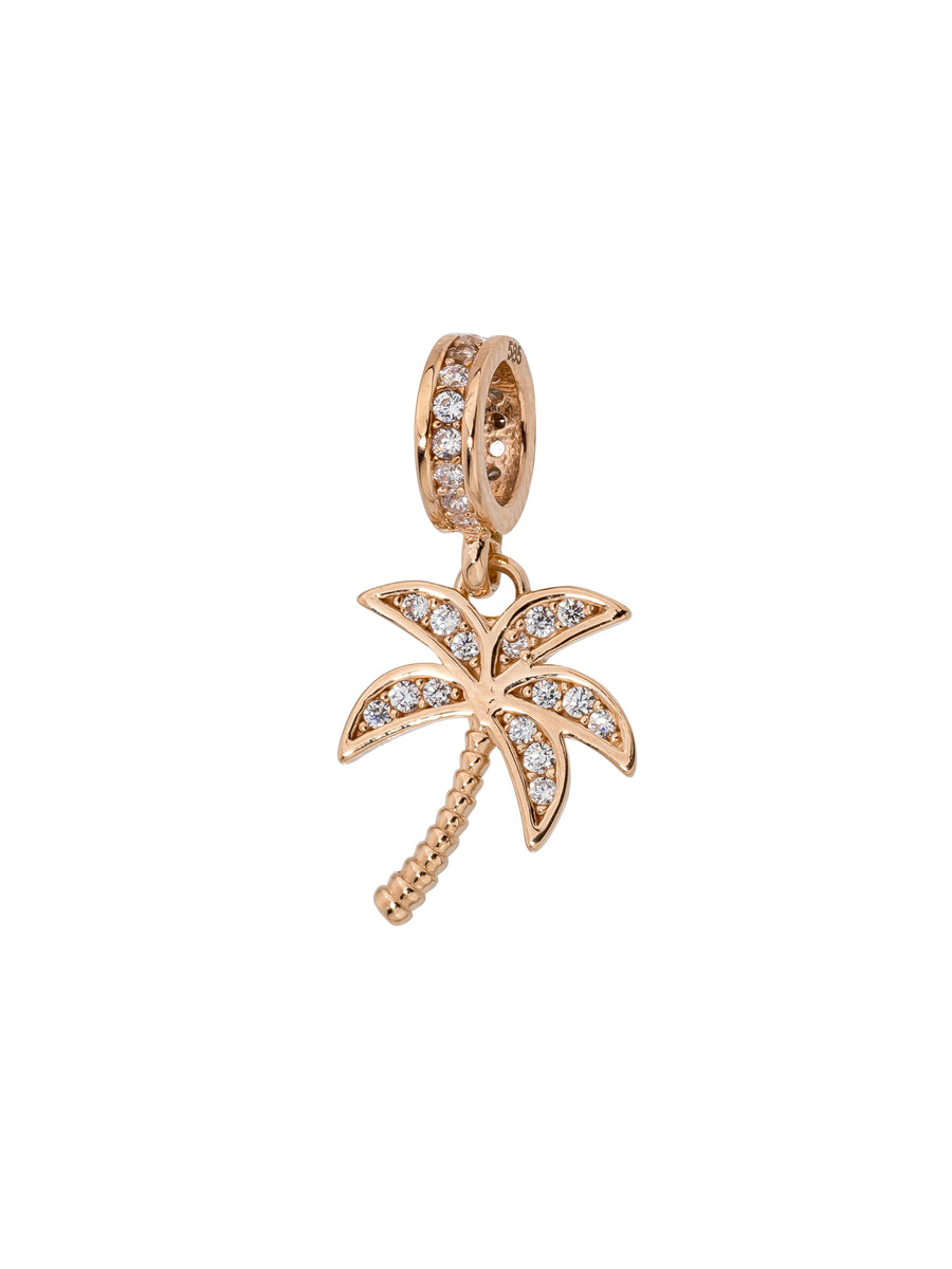 Stone Palm Tree Charm in 14K Gold