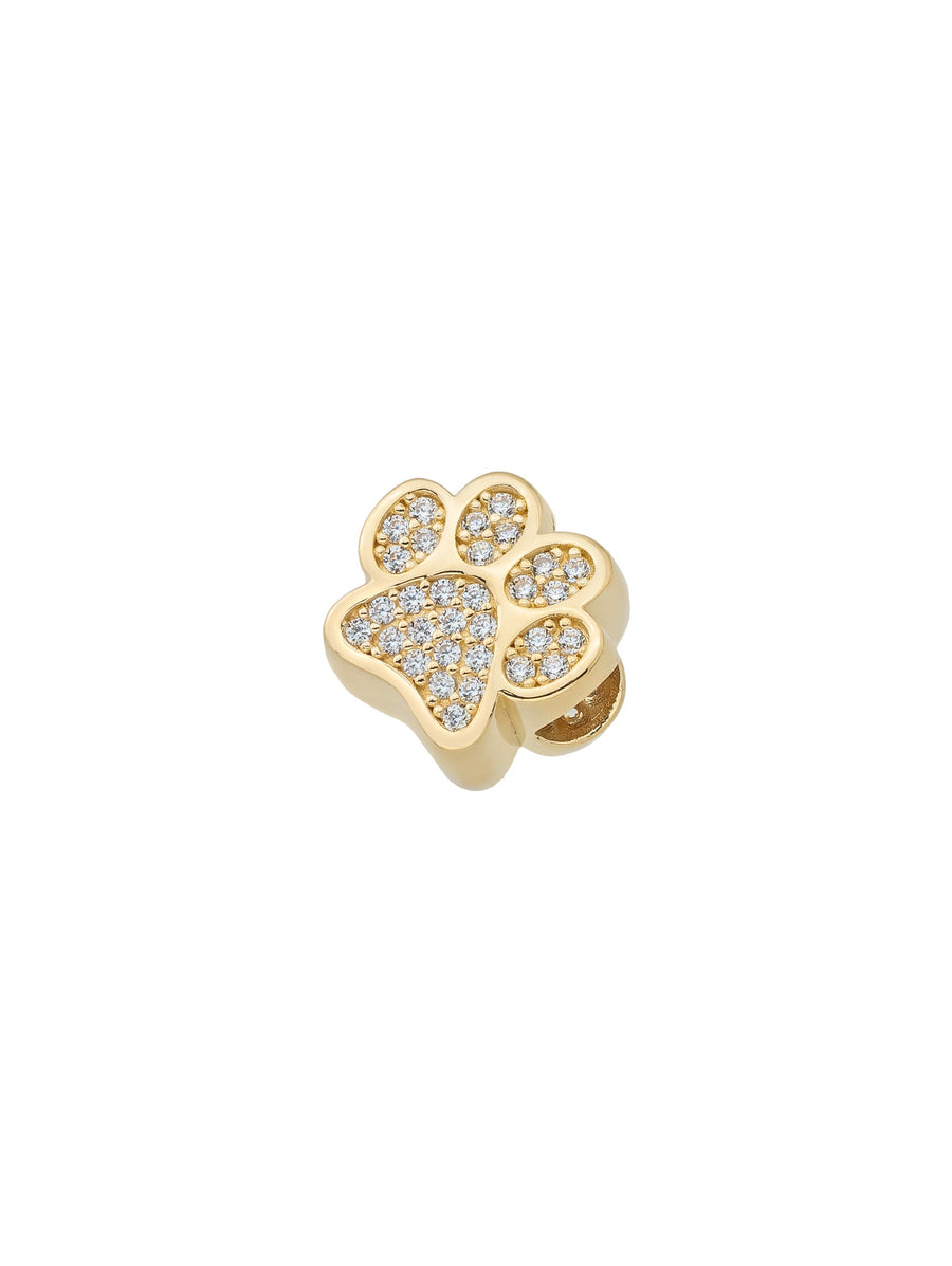 Stone Paw Print Charm in 14K Gold
