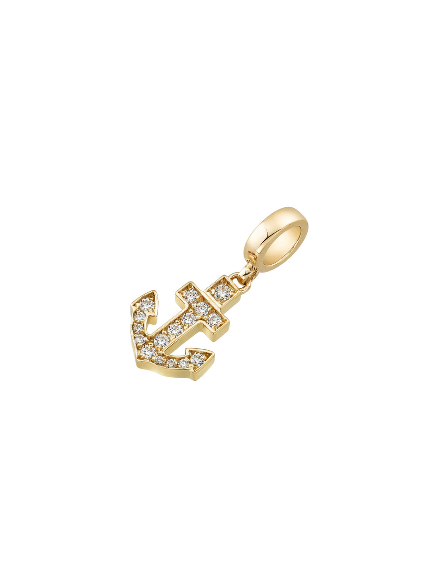 Anchor Stone Charm in 14K Gold