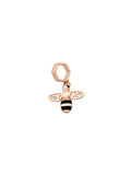 Bee Black Enamel Charm in 14K Gold
