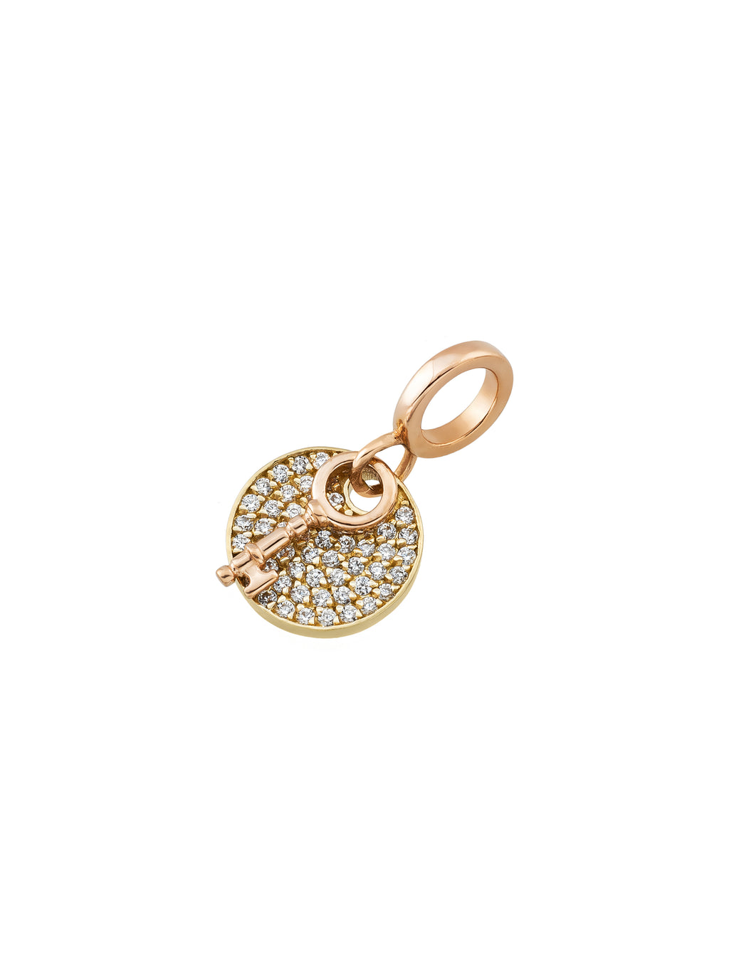 Key Stone Round Charm in 14K Gold