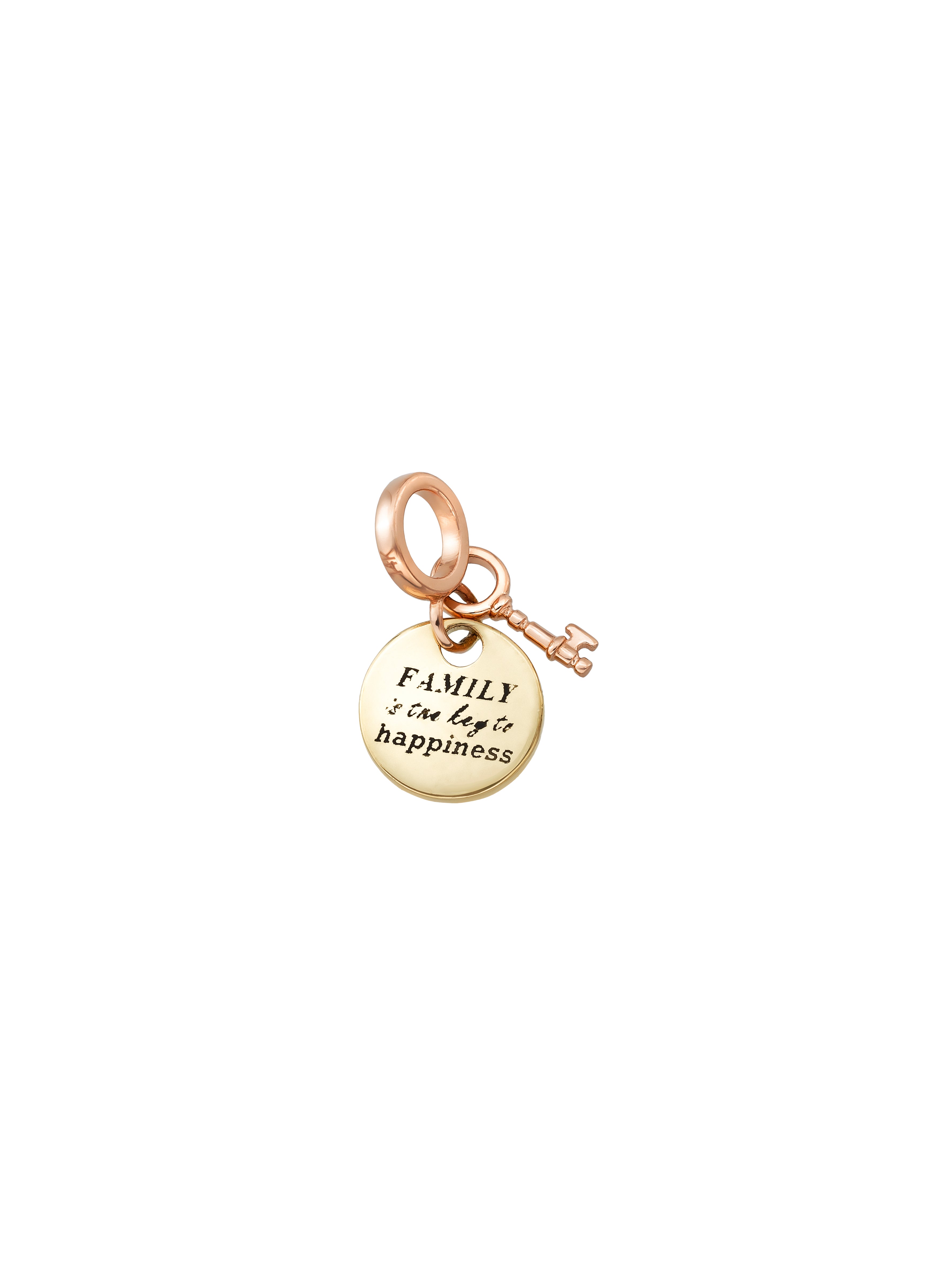 Key Stone Round Charm in 14K Gold