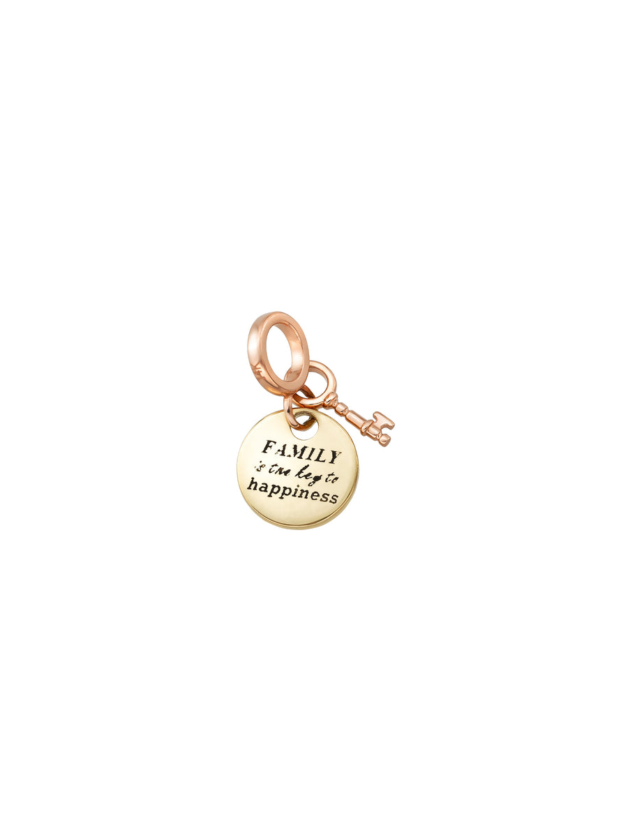 Key Stone Round Charm in 14K Gold