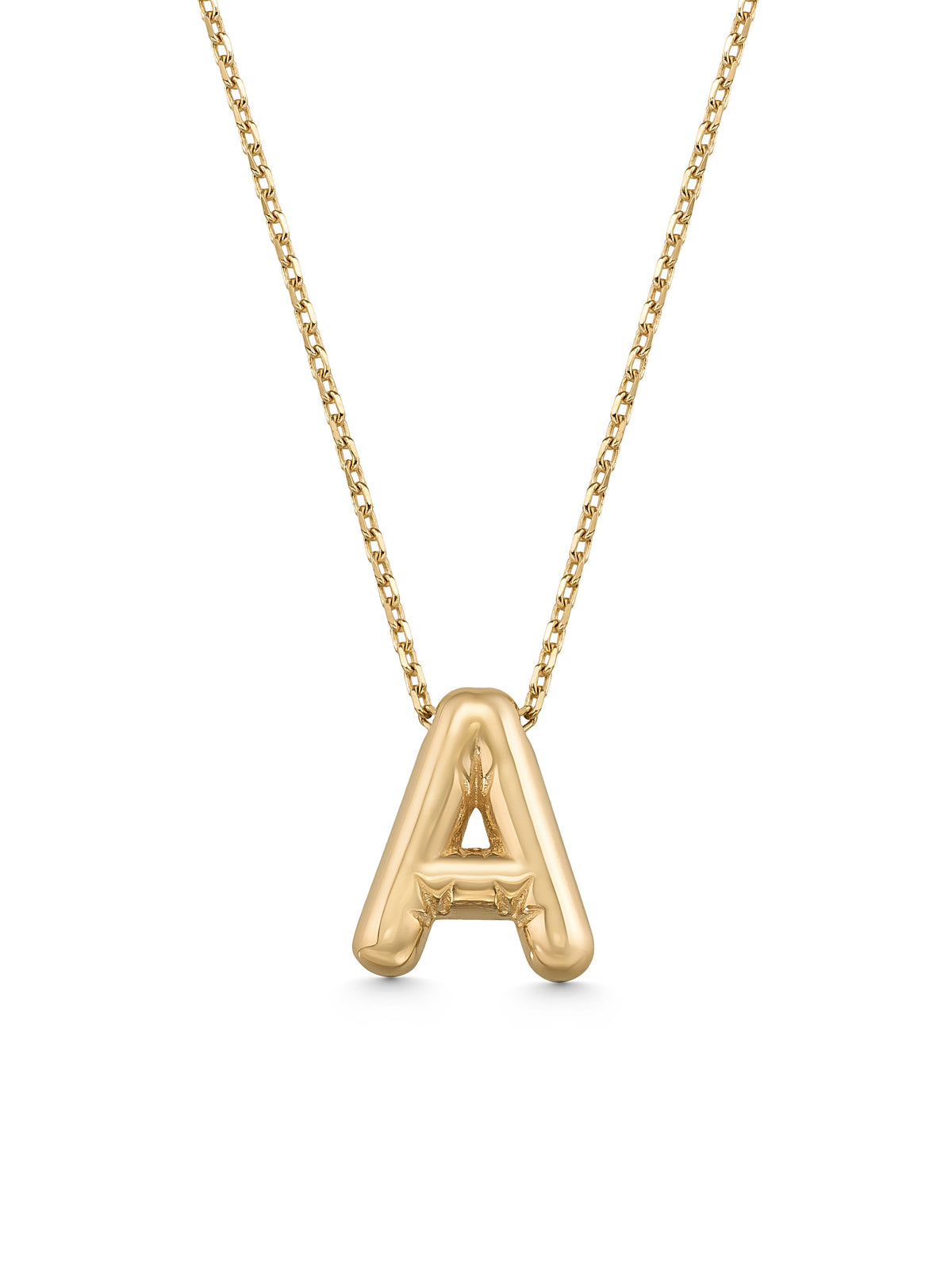 Letter A Classic Initial Necklace in 14K Gold by Elef Jewelry