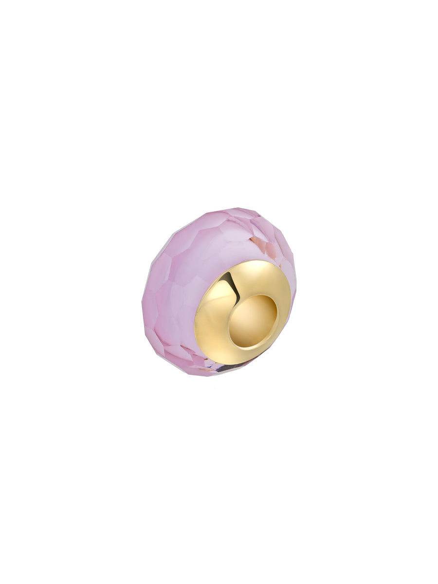 Open Lilac Facet Cut Murano Glass Charm in 14K Gold