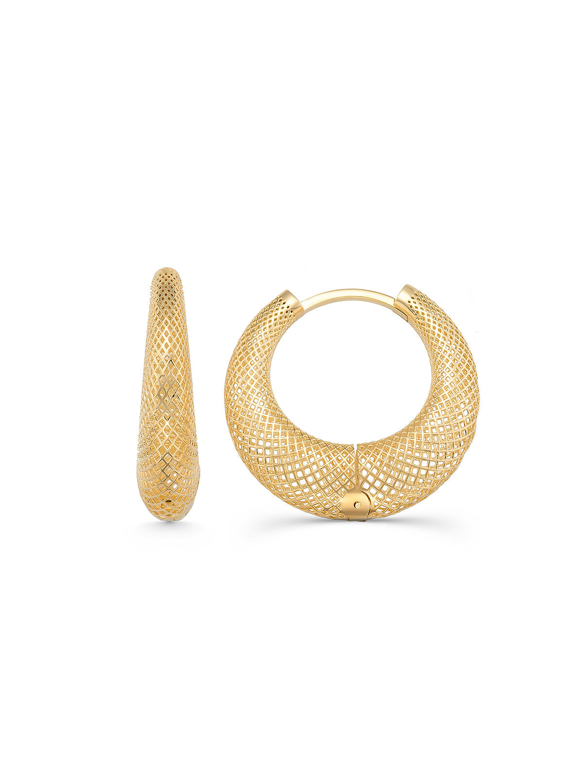 Net Textured Domed Form Earrings in 14K Gold by Elef Jewelry
