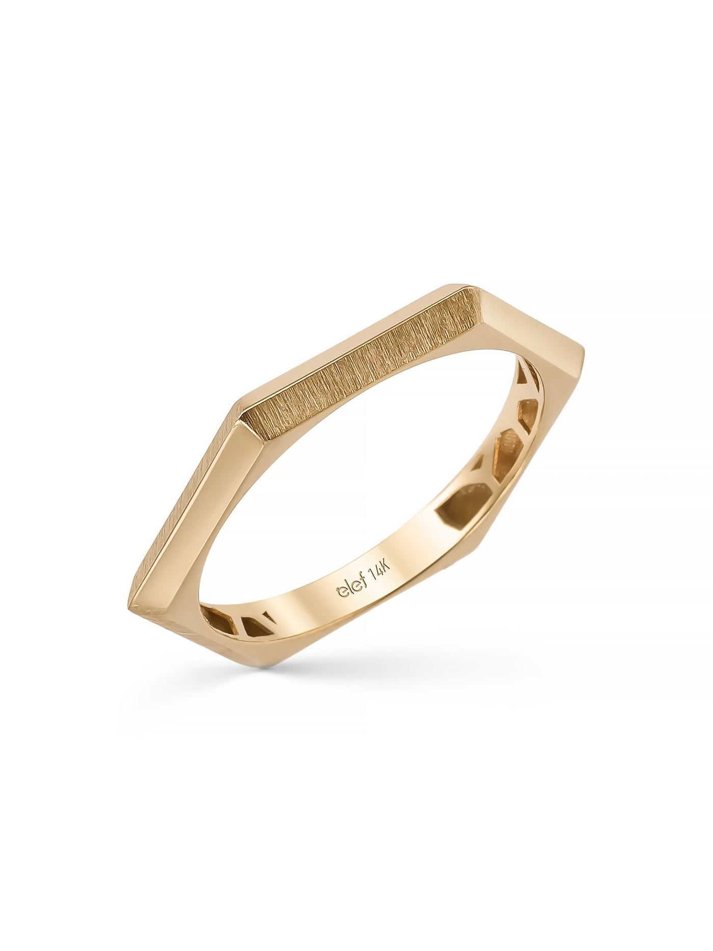Hexagonal Form Ring in 14K Gold by Elef Jewelry