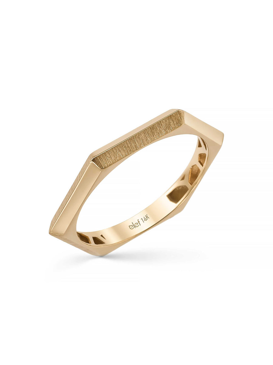 Hexagonal Form Ring in 14K Gold