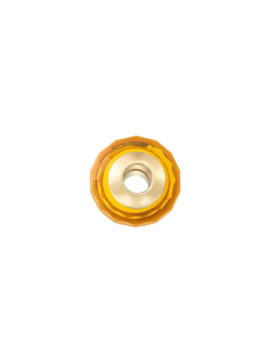 Amber Yellow Facet Cut Murano Glass Charm in 14K Gold
