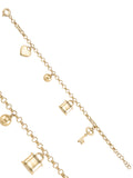 Key & Heart Charm Bracelet in 14K Gold by Elef Jewelry