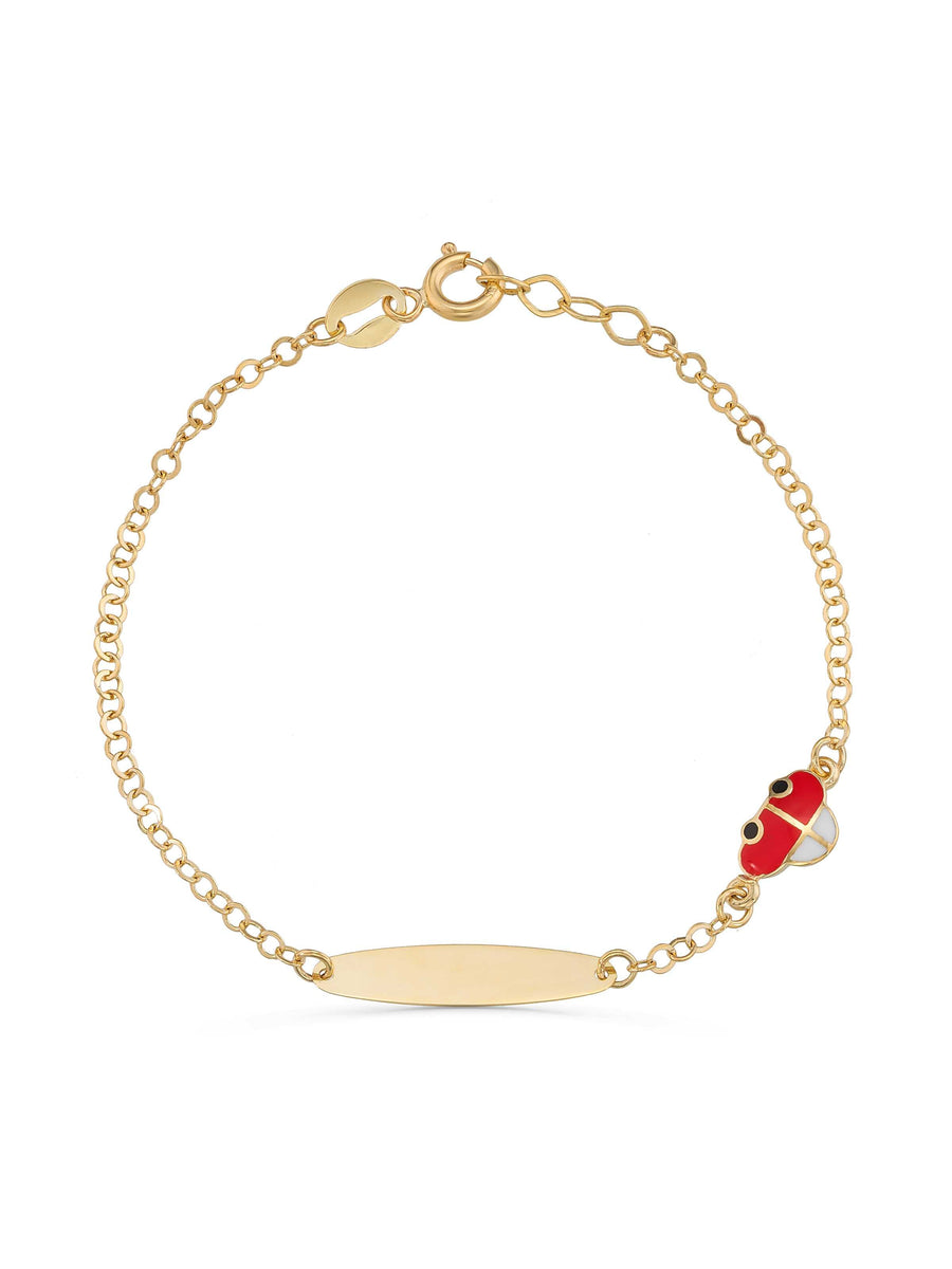 14K Gold Car Kids Id Bracelet