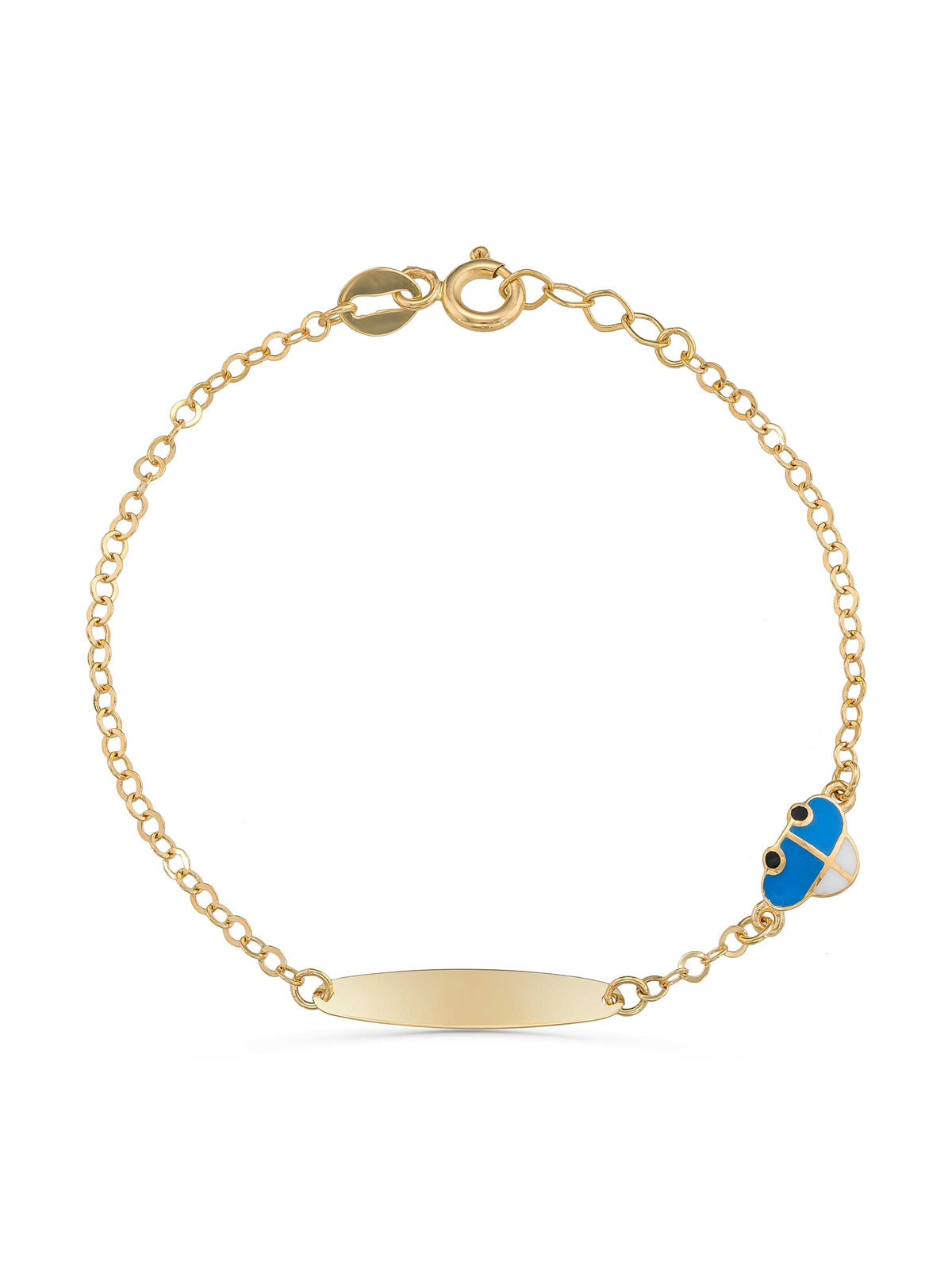 14K Gold Car Enamel Kids Id Bracelet by Elef Jewelry