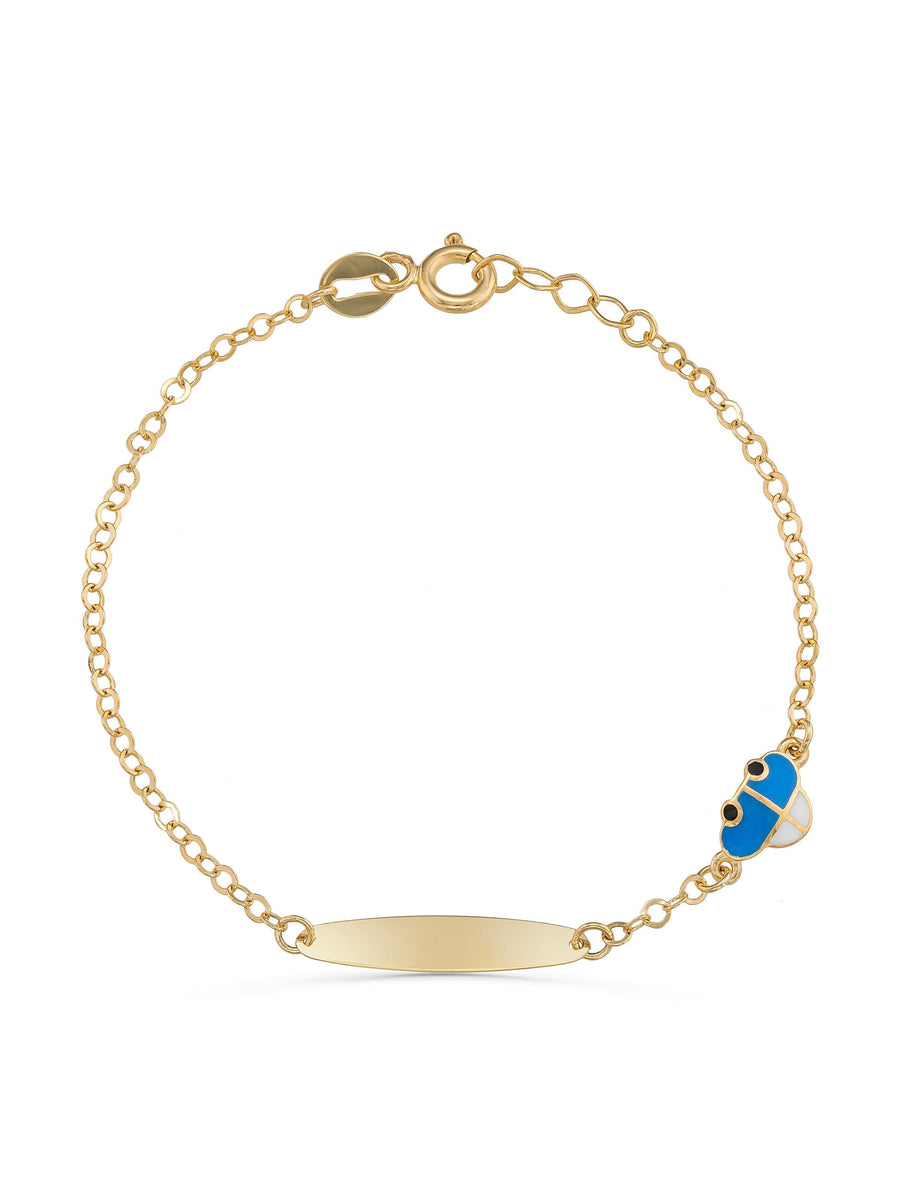 14K Gold Car Enamel Kids Id Bracelet