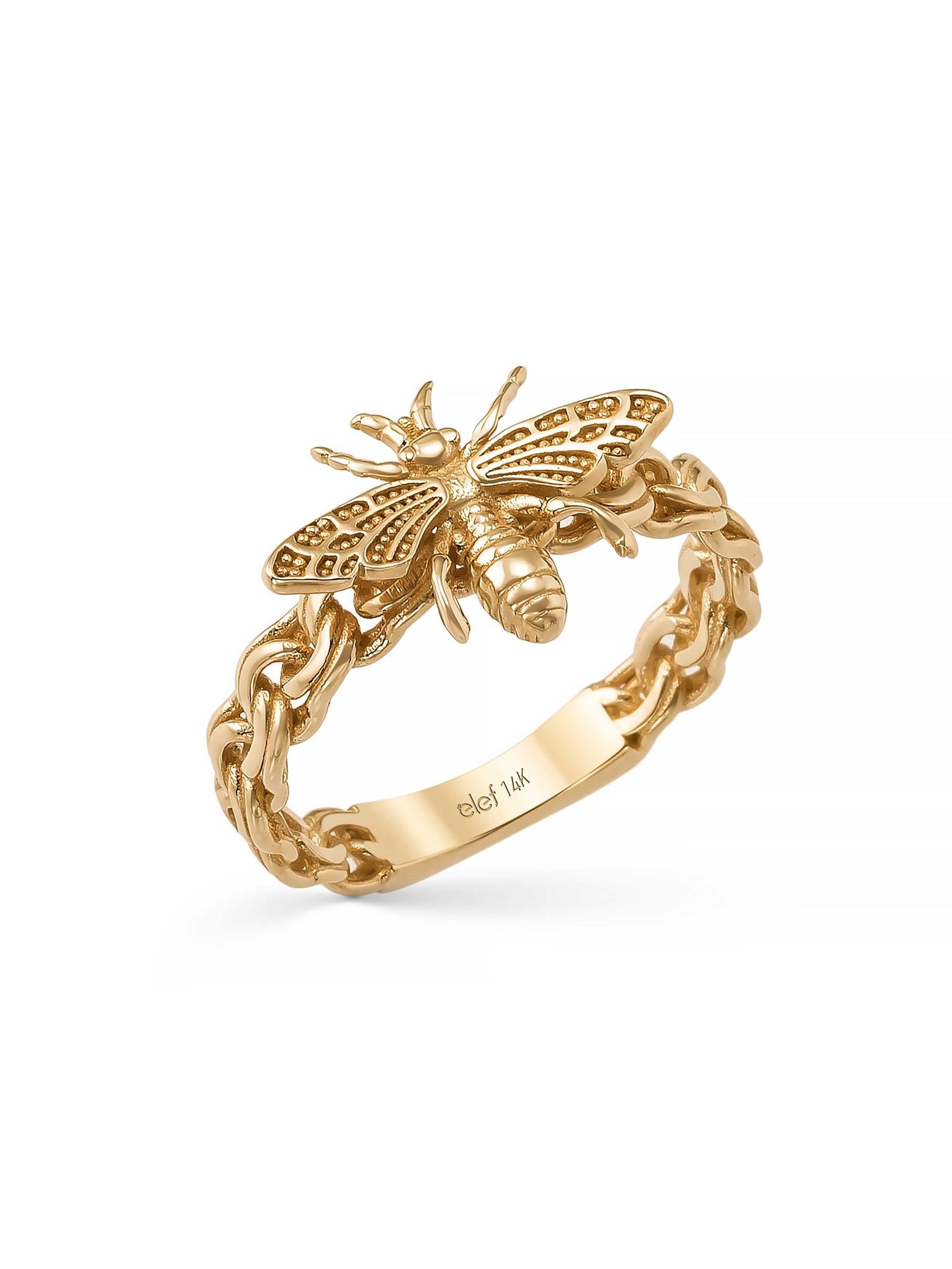 Bee Braided Design Ring in 14K Gold by Elef Jewelry
