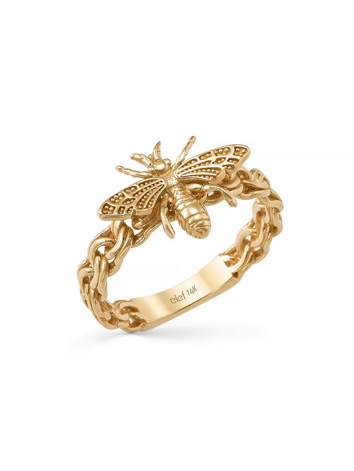 Bee Braided Design Ring in 14K Gold by Elef Jewelry