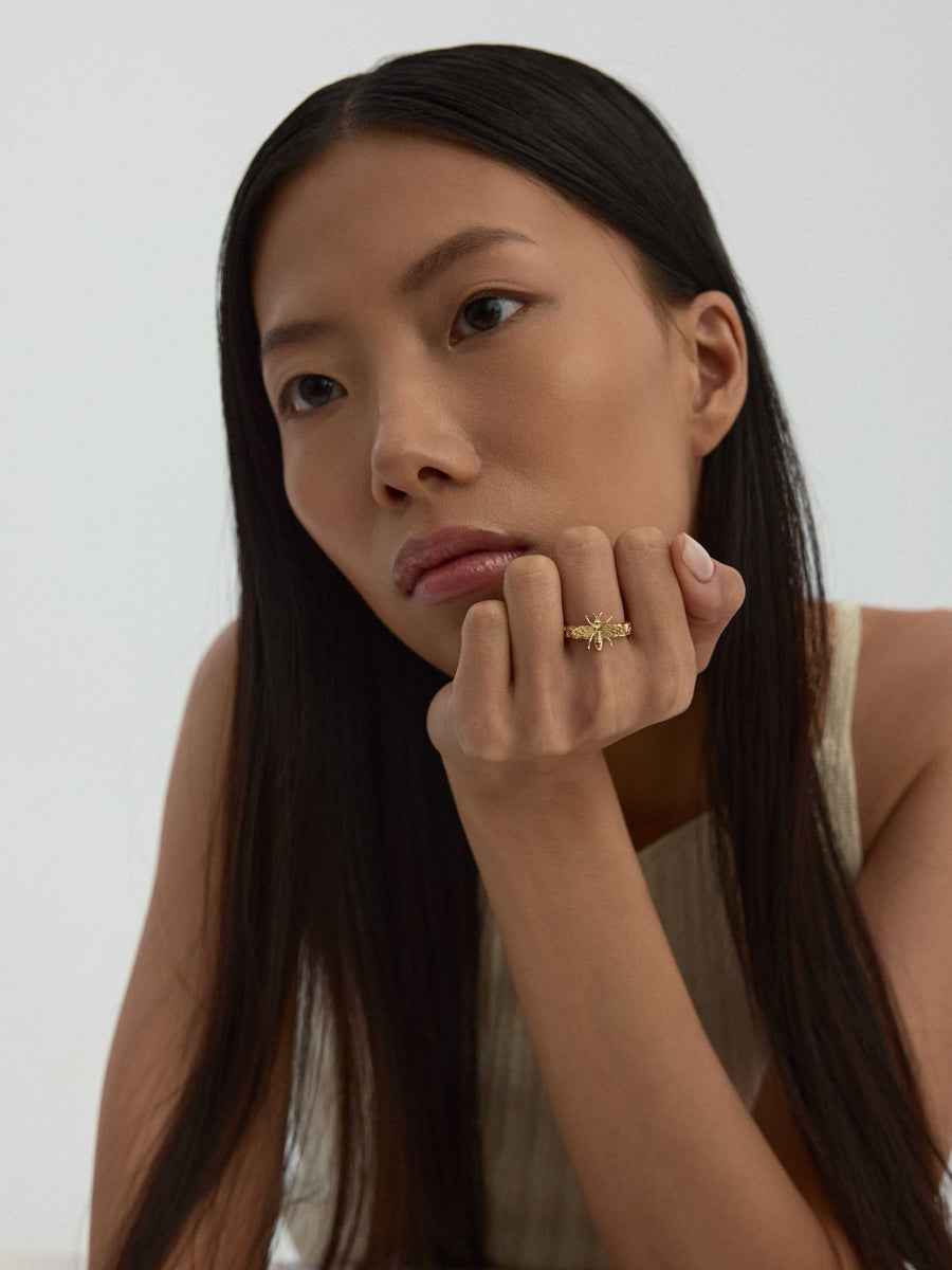 Bee Braided Design Ring in 14K Gold