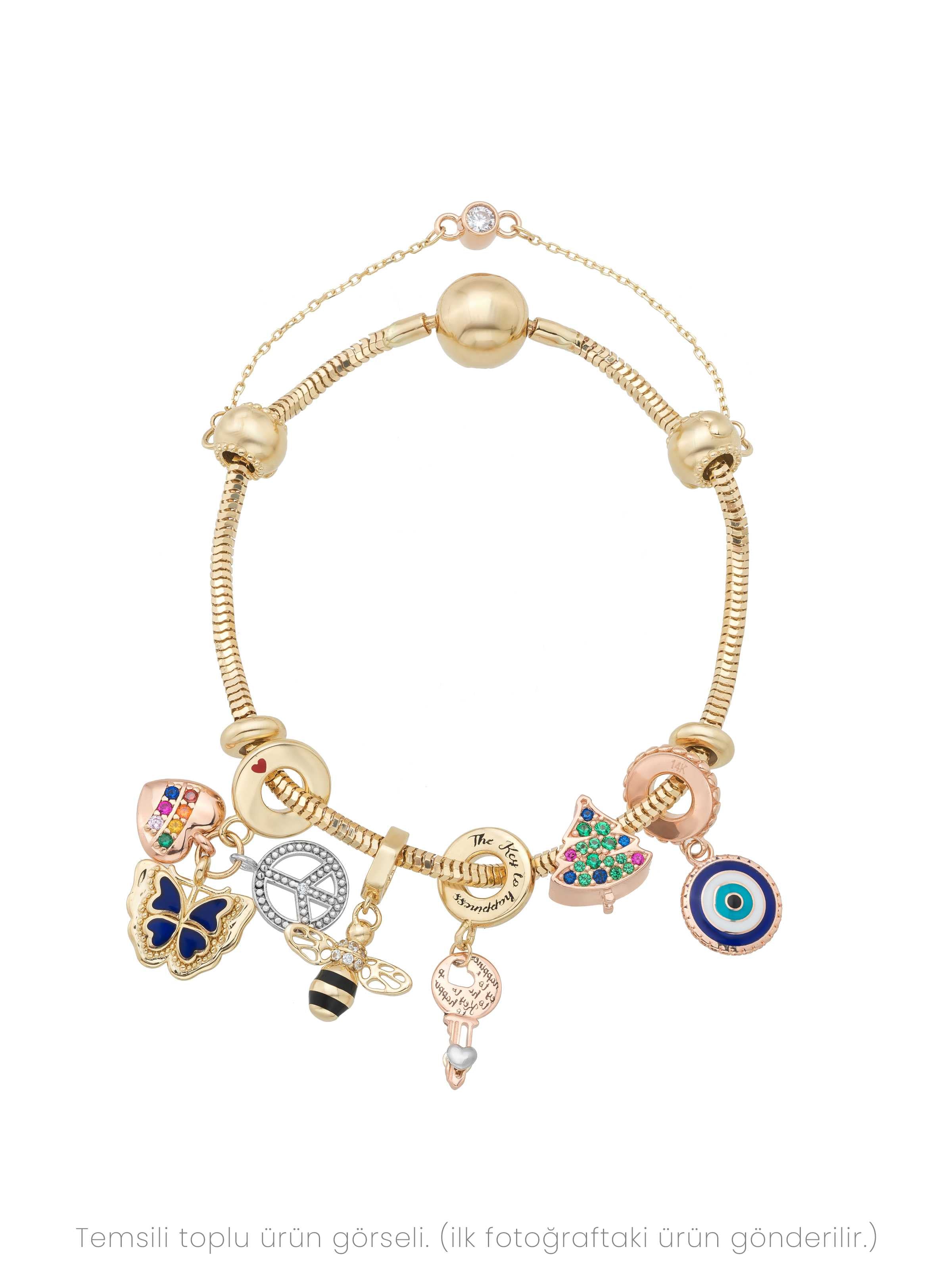 Bee Black Enamel Charm in 14K Gold by Elef Jewelry