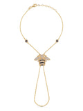 Bee Zircon Stone Hand Chain in 14K Gold by Elef Jewelry