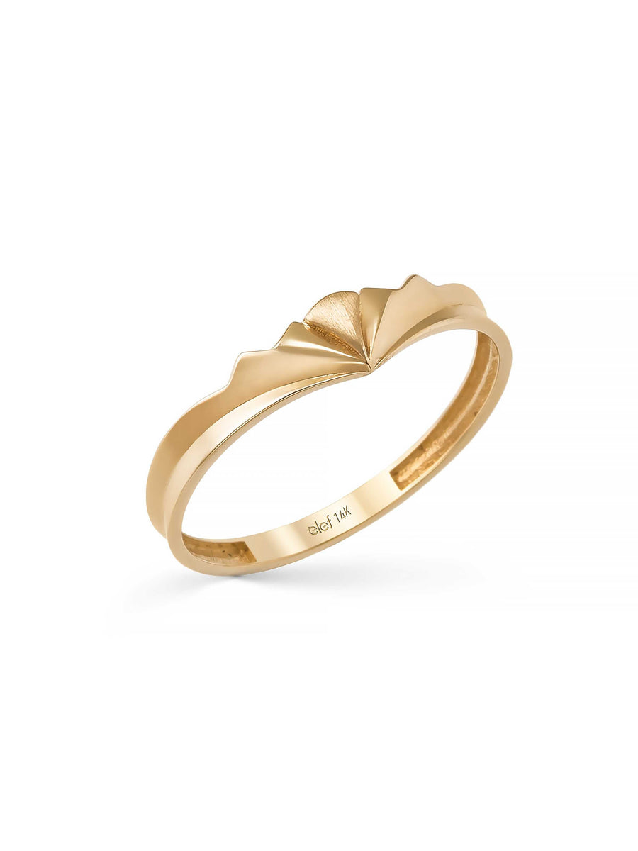 Art Deco Motif Minimal Ring in 14K Gold