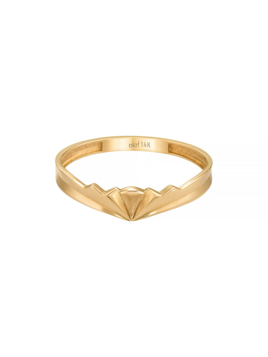 Art Deco Motif Minimal Ring in 14K Gold