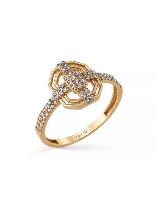 Art Deco Stone-Set Ring in 14K Gold by Elef Jewelry