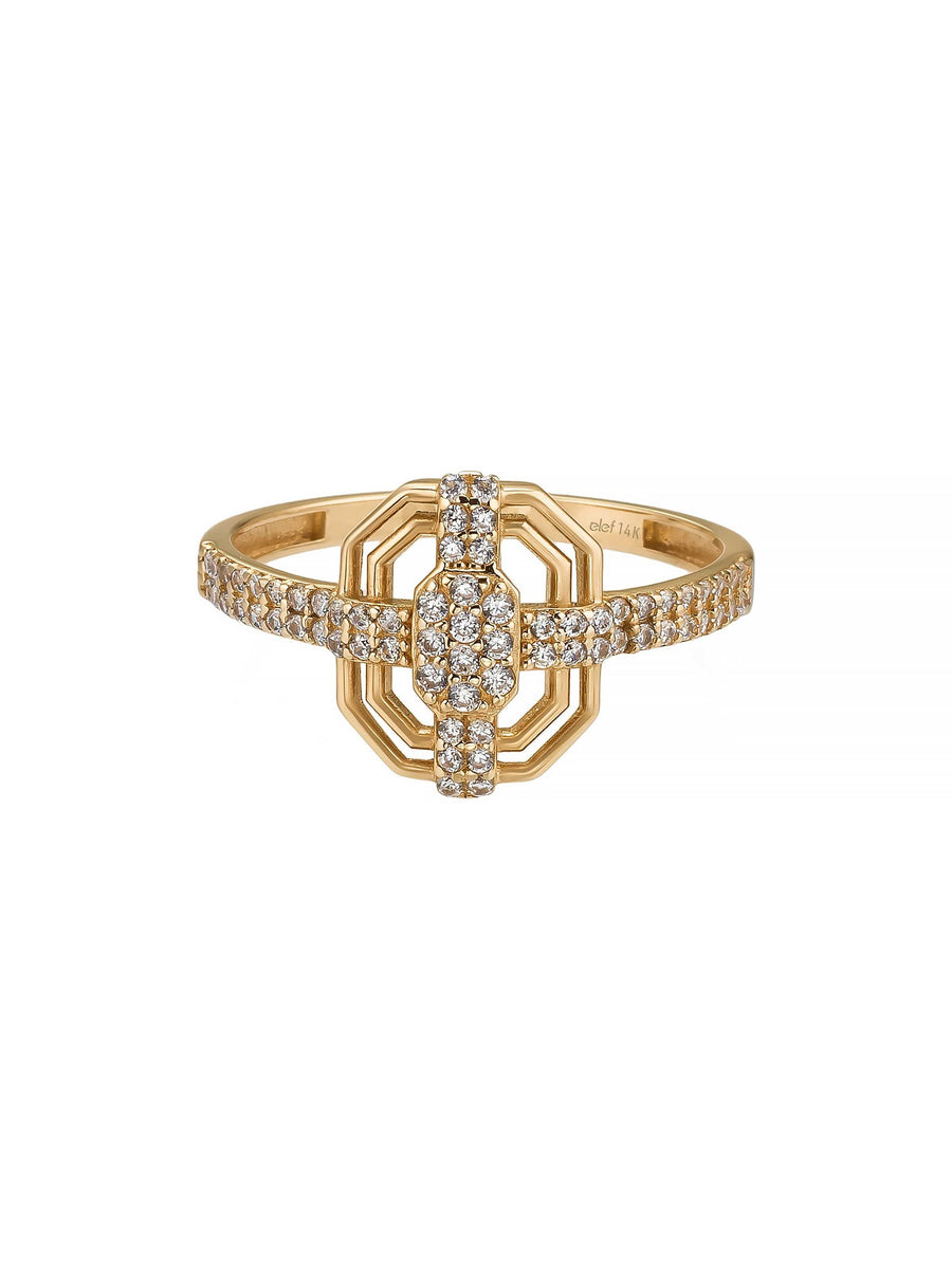 Art Deco Stone-Set Ring in 14K Gold
