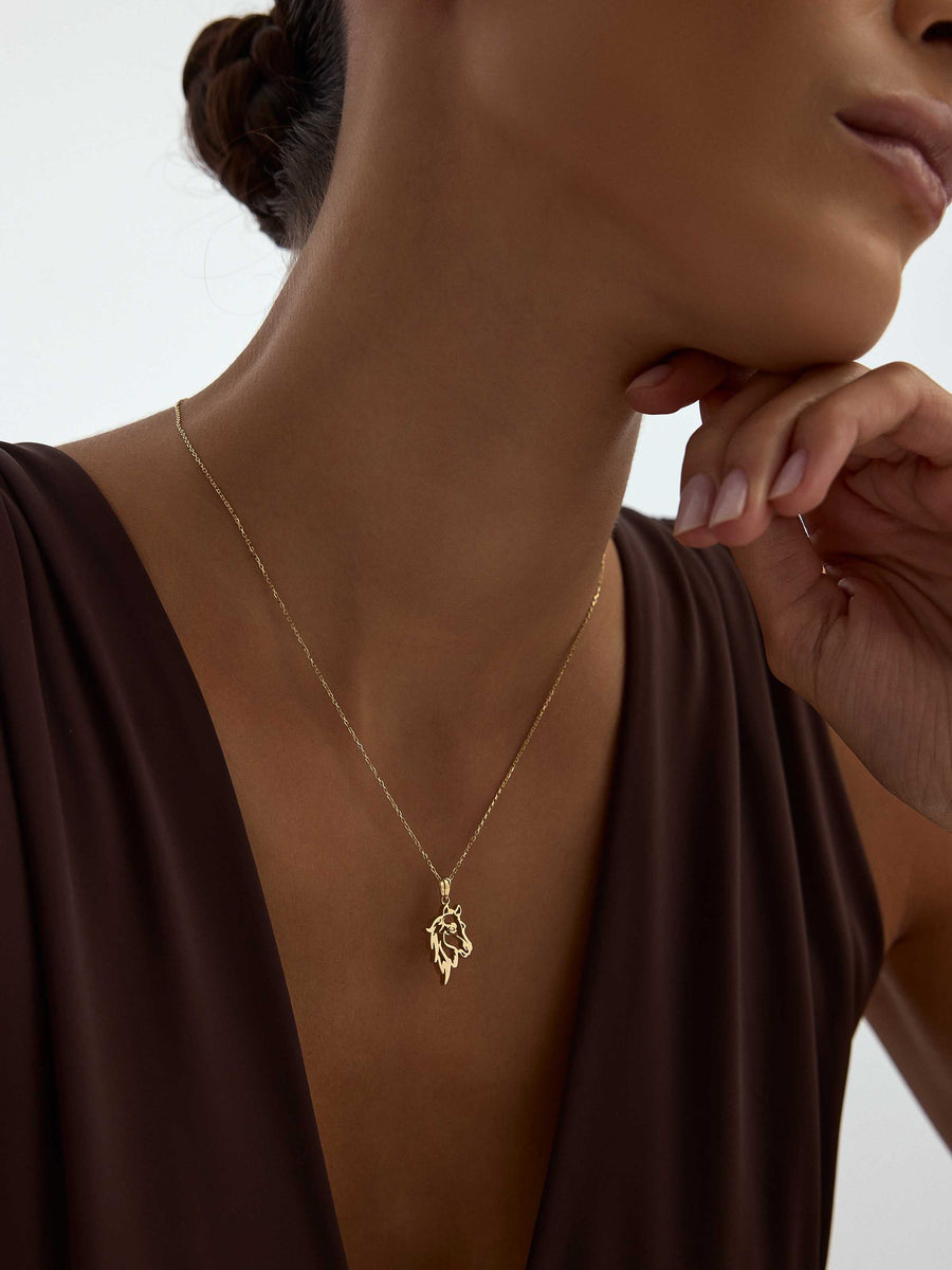 Asil Horse Necklace in 14K Gold