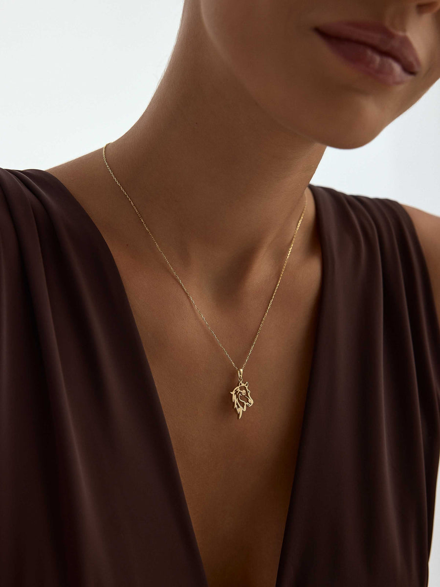 Asil Horse Necklace in 14K Gold
