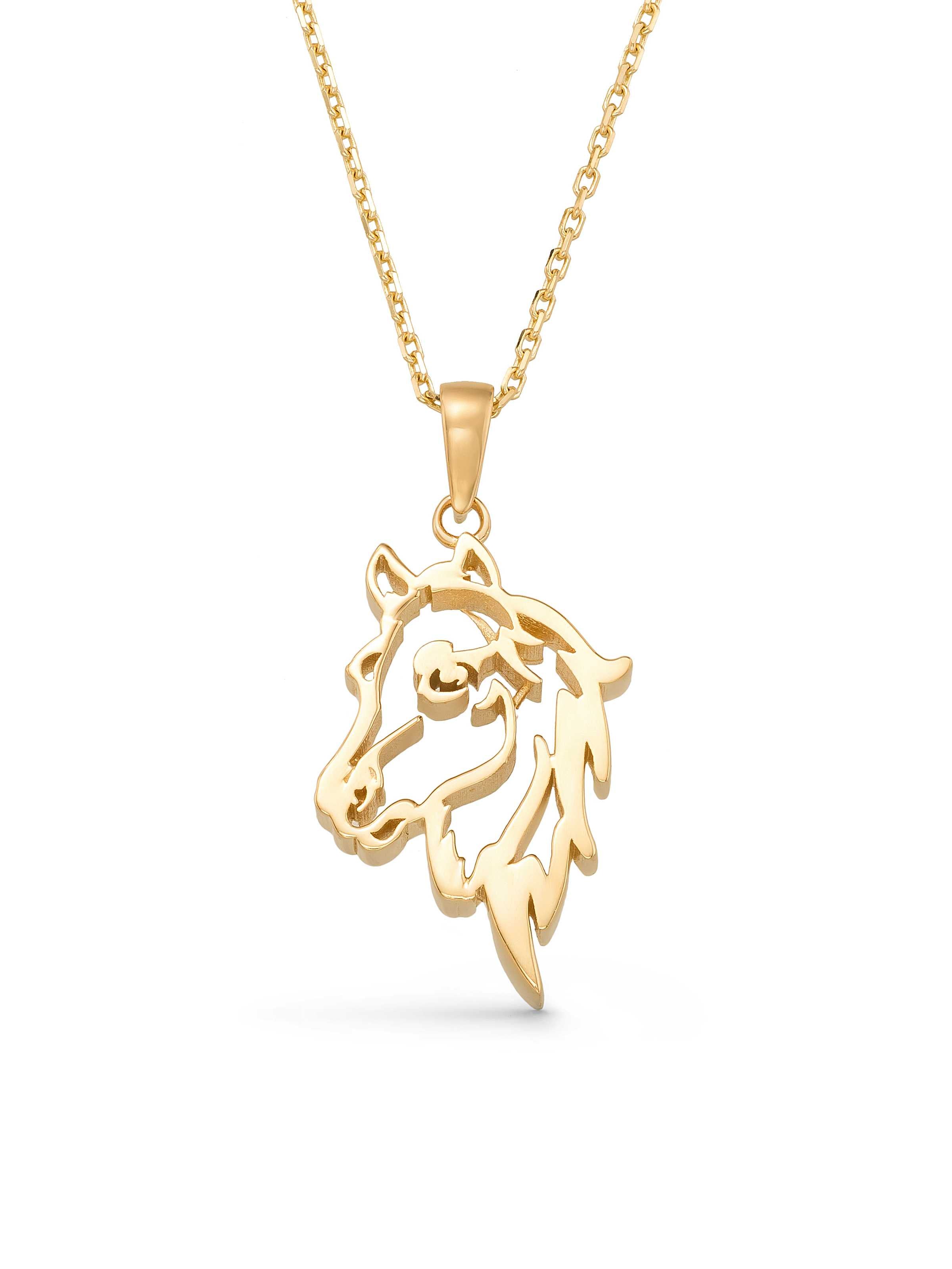 Asil Horse Necklace in 14K Gold by Elef Jewelry