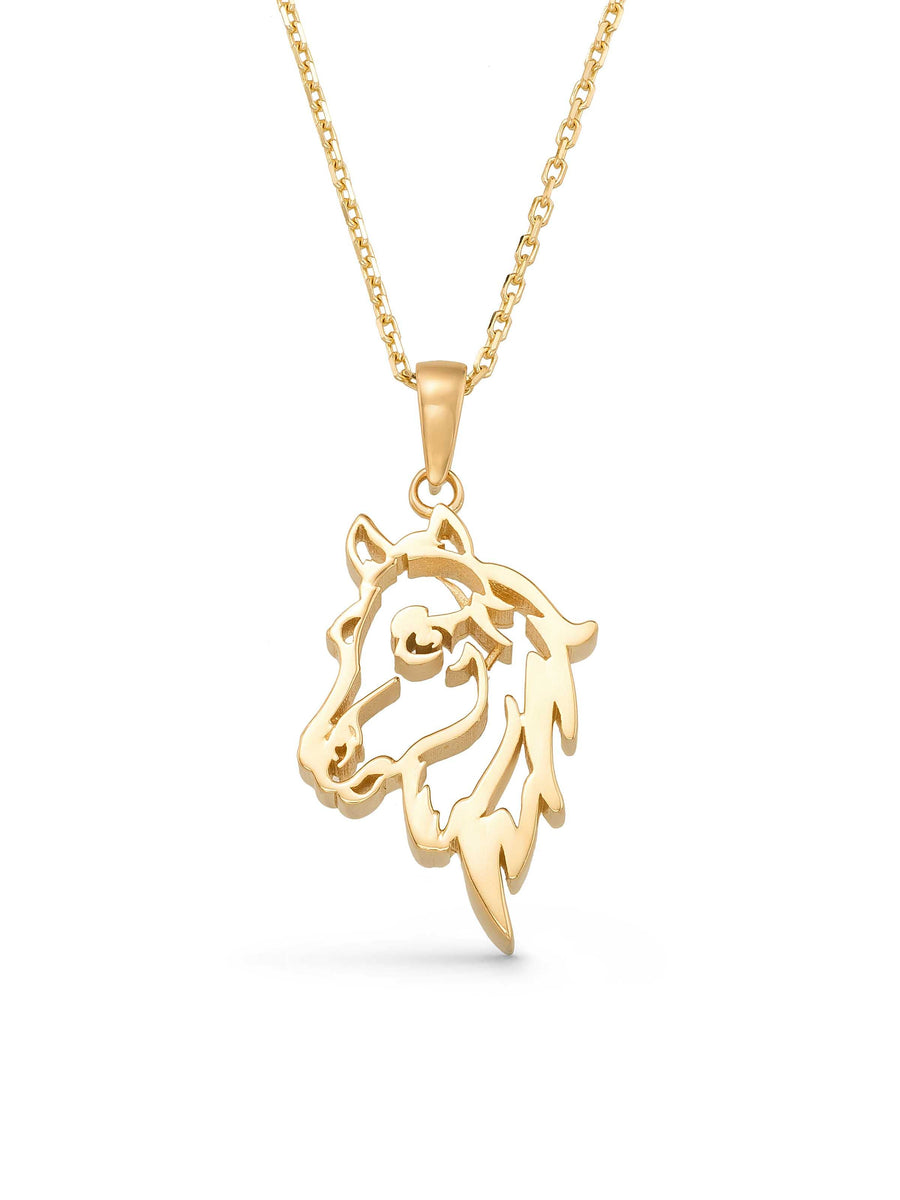 Asil Horse Necklace in 14K Gold