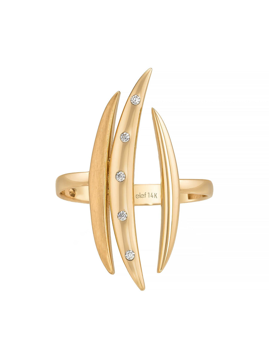Asymmetric Claw Form Stone Ring in 14K Gold
