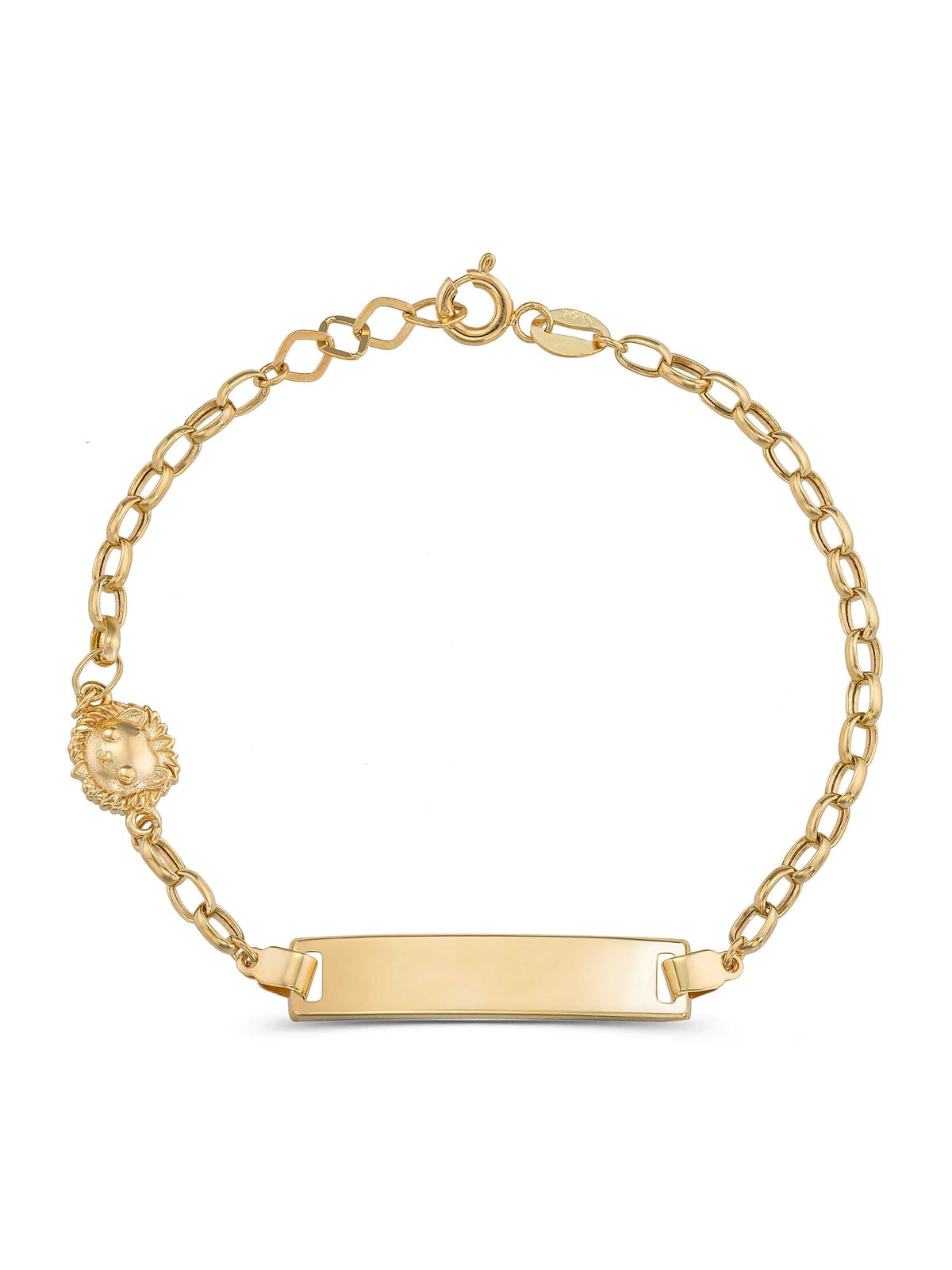14K Gold Lion Kids Id Bracelet by Elef Jewelry