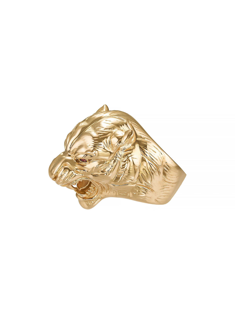 Lion Head Ring in 14K Gold