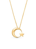 Crescent Moon & Star Necklace in 14K Gold by Elef Jewelry