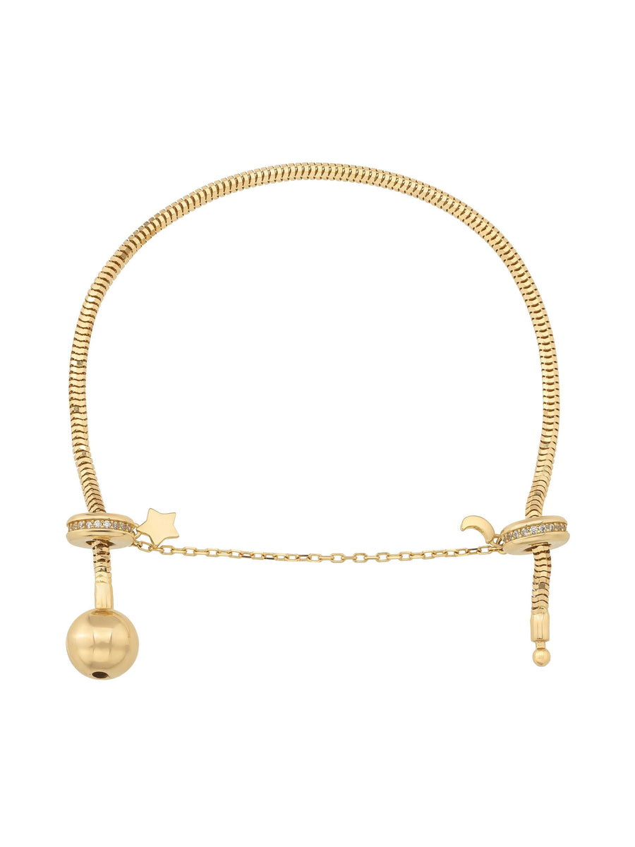 Moon & Star Charm Safety Lock in 14K Gold