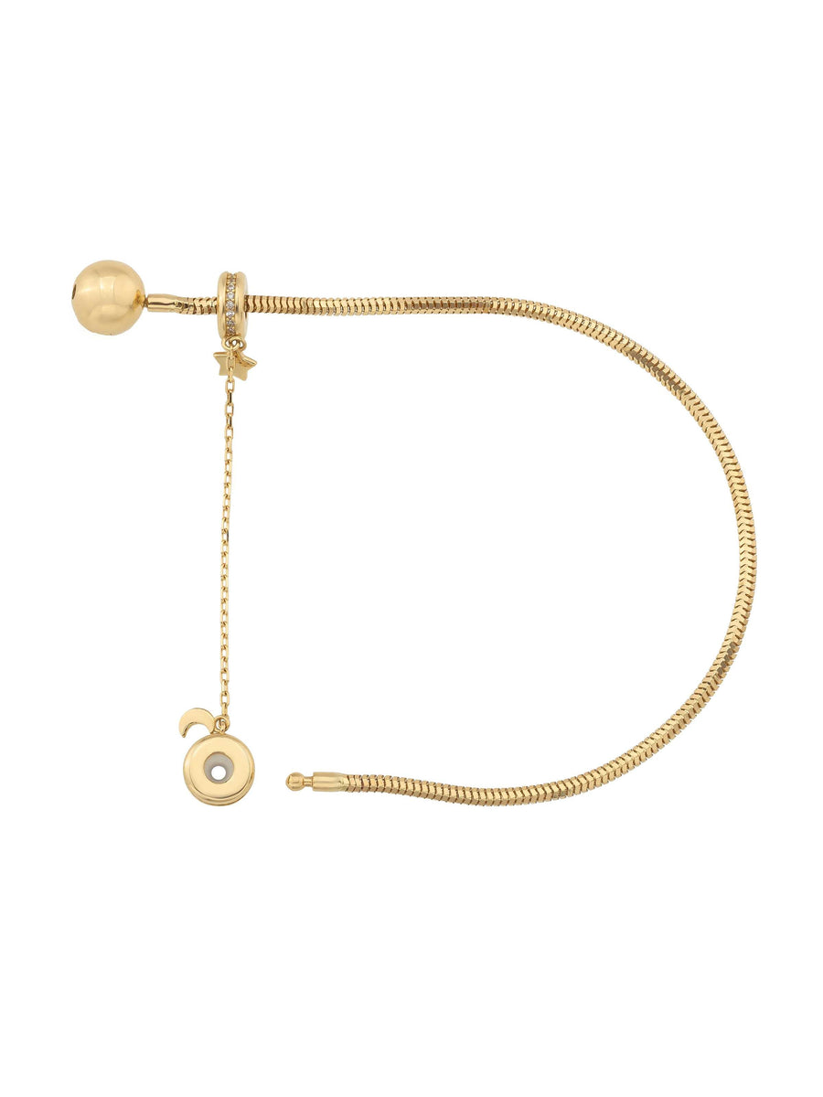 Moon & Star Charm Safety Lock in 14K Gold
