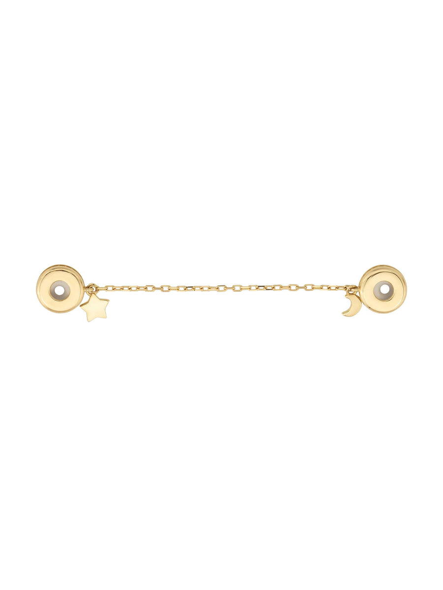 Moon & Star Charm Safety Lock in 14K Gold
