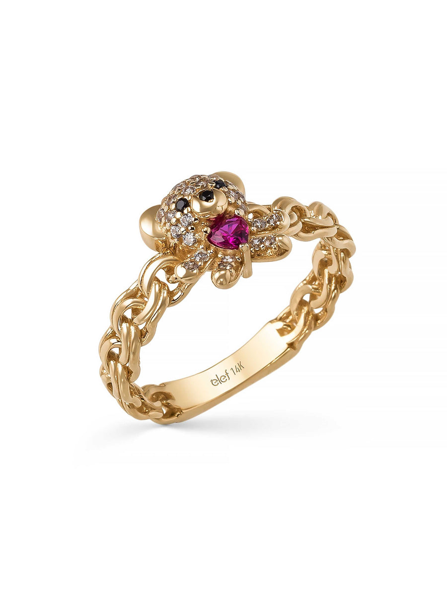 Teddy Bear Statement Ring in 14K Gold
