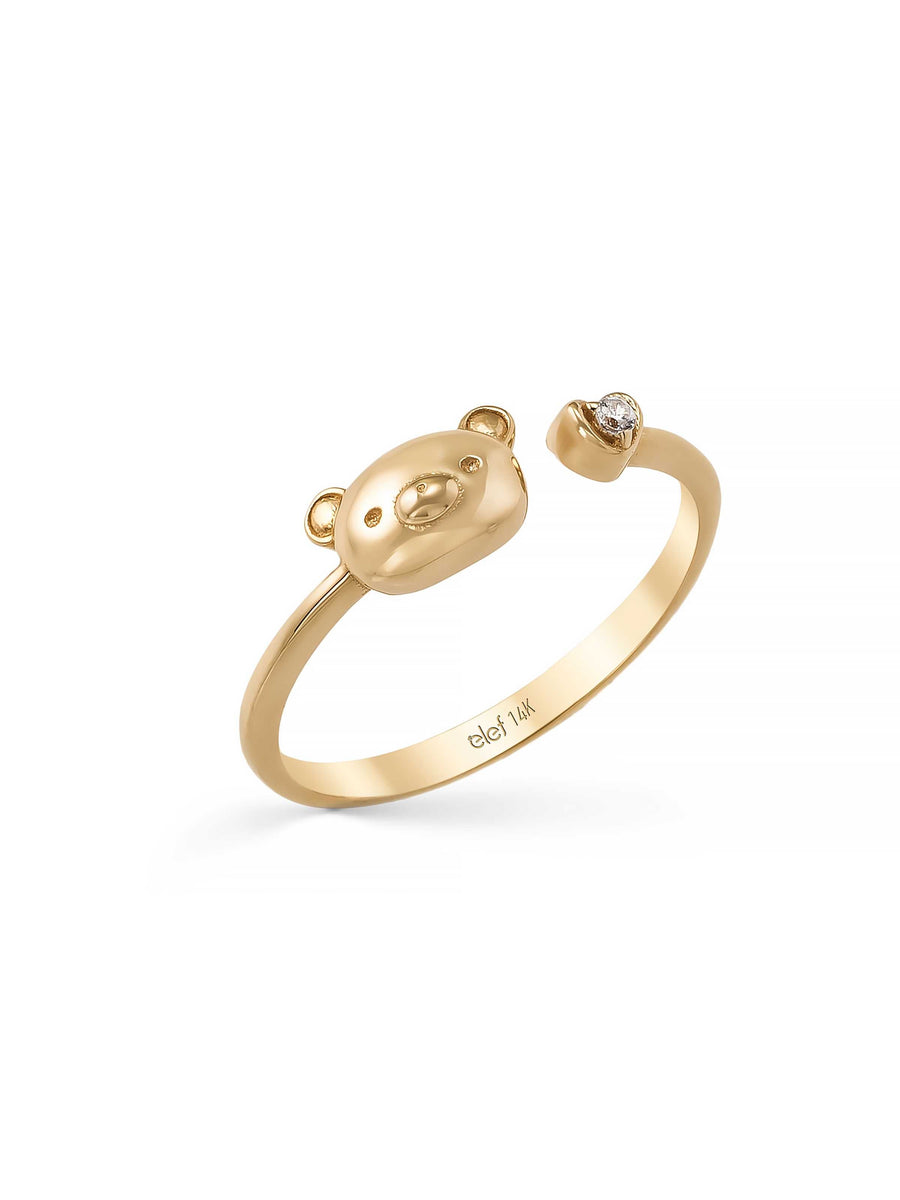 Teddy Bear Stone Accents Ring in 14K Gold