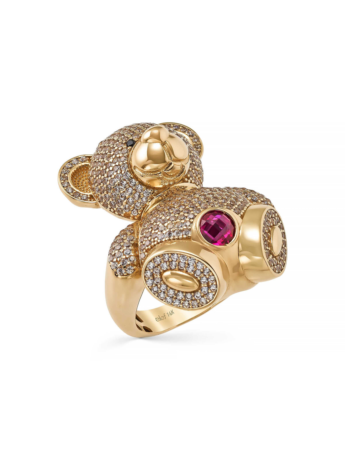 Teddy Bear Stone Ring in 14K Gold by Elef Jewelry